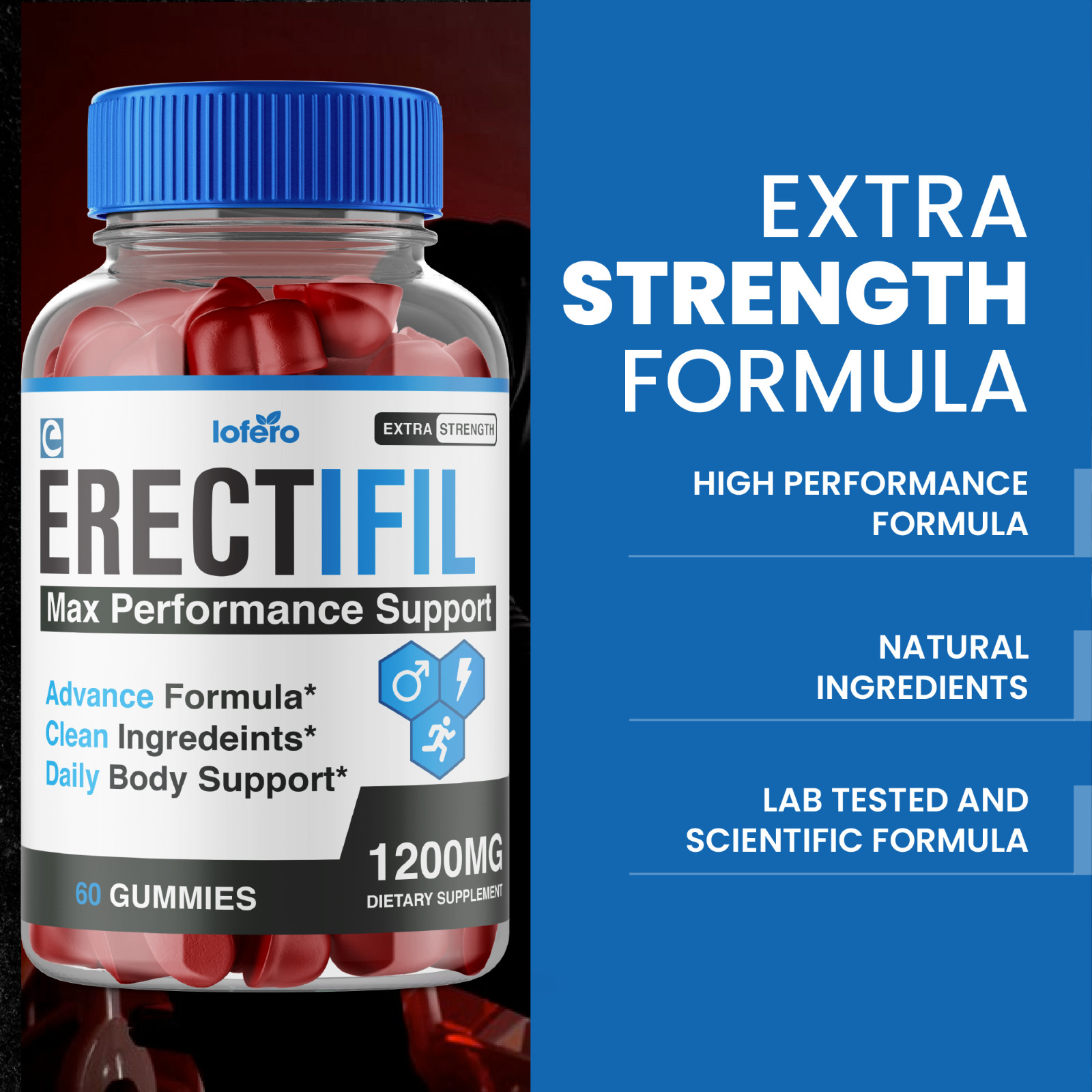Erectifil Male Gummies, Erectifil Advanced Men Performance Support (60 ct)