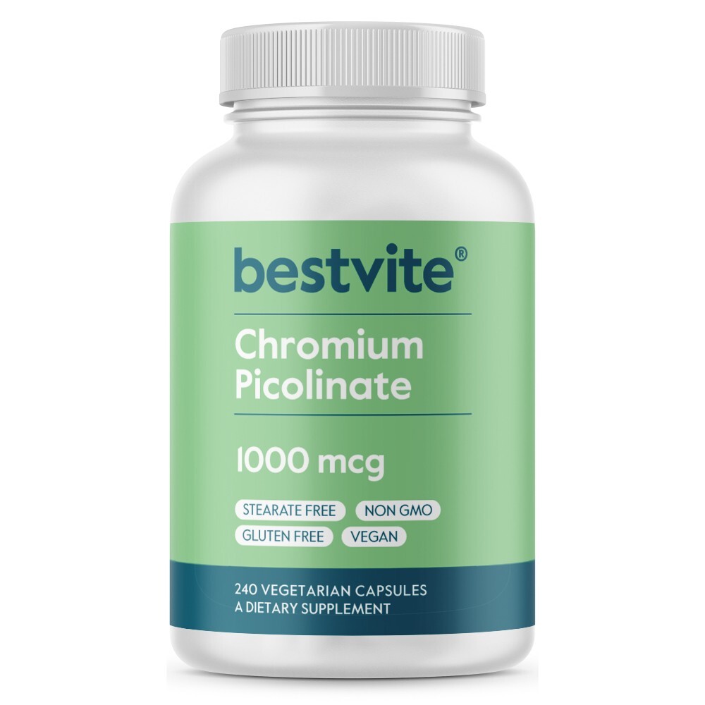 Chromium Picolinate 1000mcg (240 Vegetarian Capsules) – No Stearates – Vegan