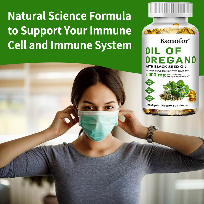 Oil of Oregano Softgels 2 in 1 6000mg with Black Seed Oil Immune Support