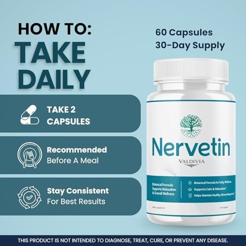 Valdivia Nervetin 60 Capsules Nerve Support Supplement Made in USA Nerve Health