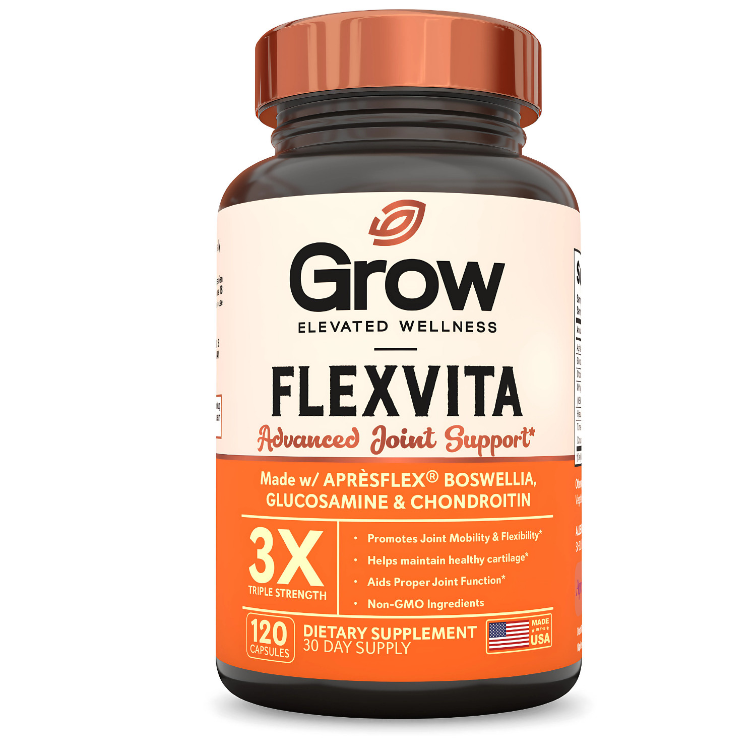 Grow FlexVita – Glucosamine Chondroitin MSM Turmeric Boswellia 120 Capsules
