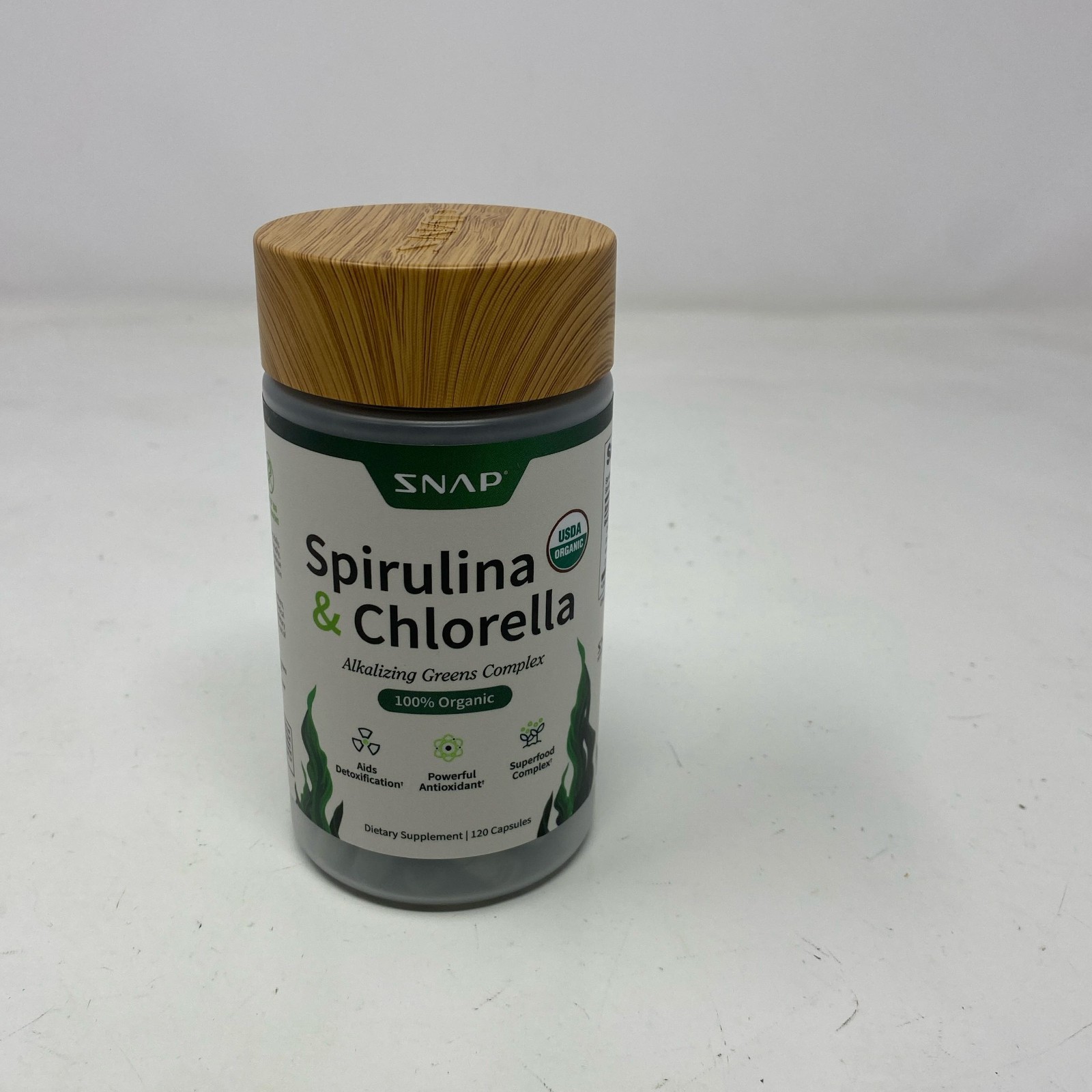 SNAP Supplements Organic Spirulina & Chlorella, Green, 120 Caps