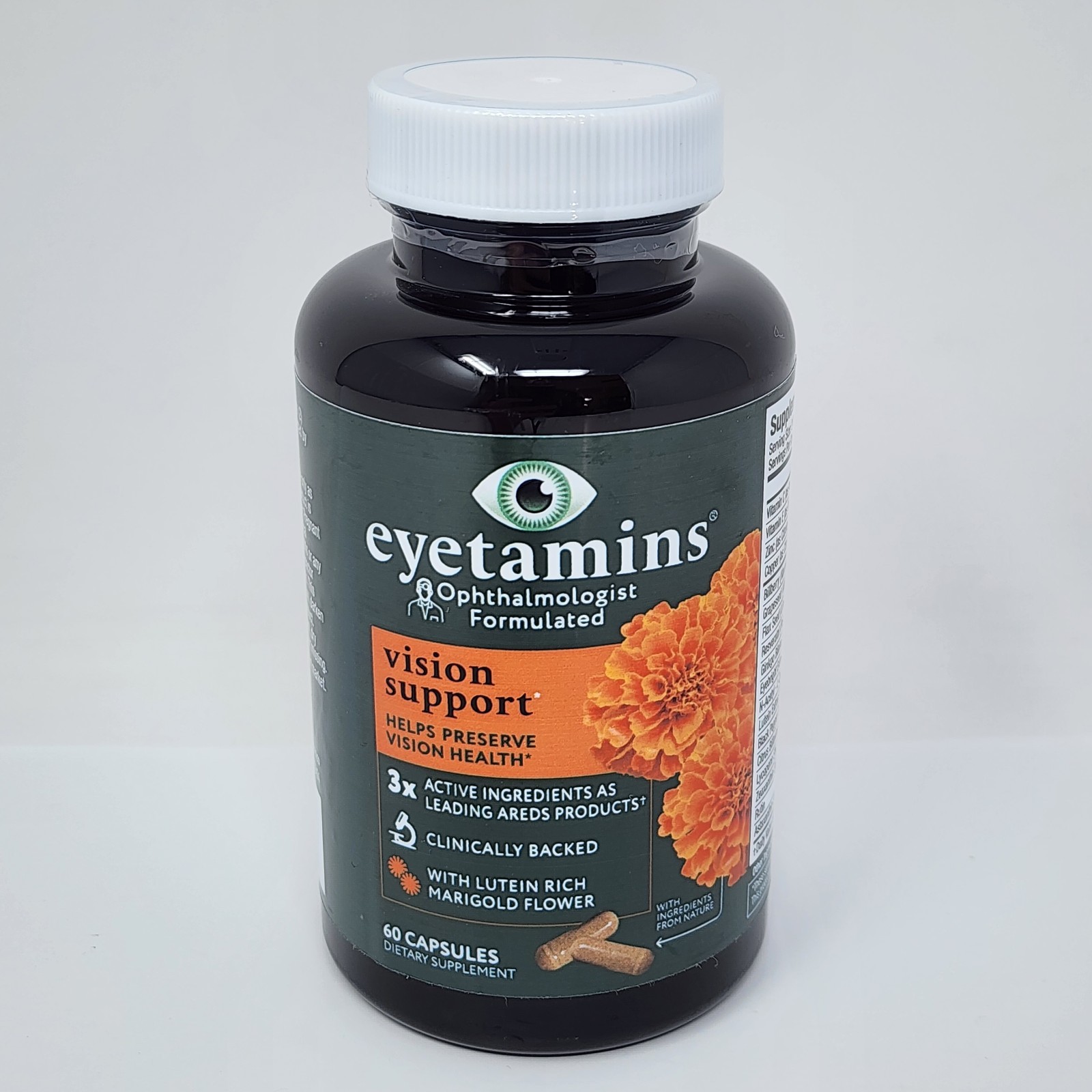 Eyetamins Vision Support with Lutein Rich Marigold Flower, 60 Capsules Exp 02/27