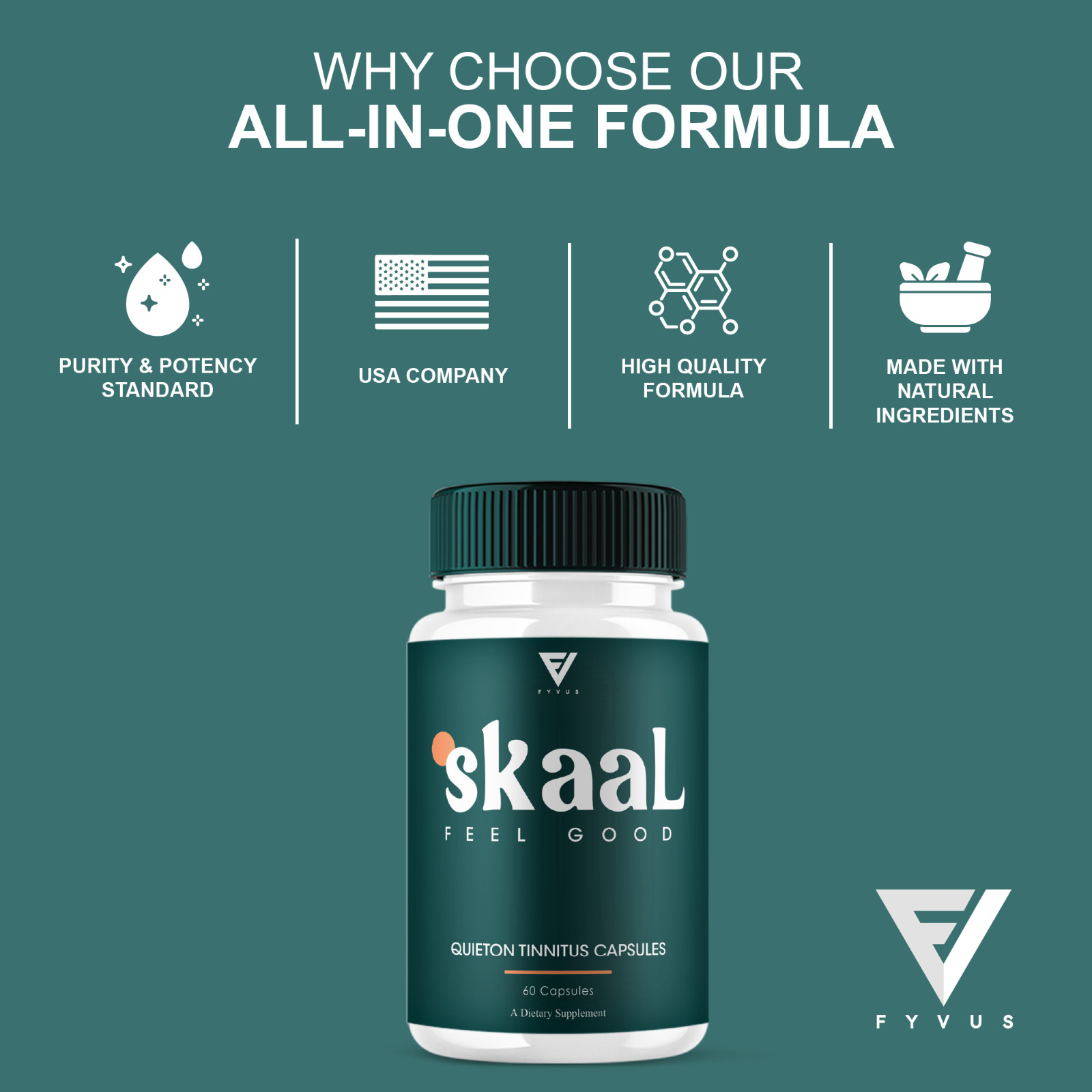 (3 Pack) Skaal Quieton Tinnitus Capsules, Skaal Ear Health Pills (180 Capsules)