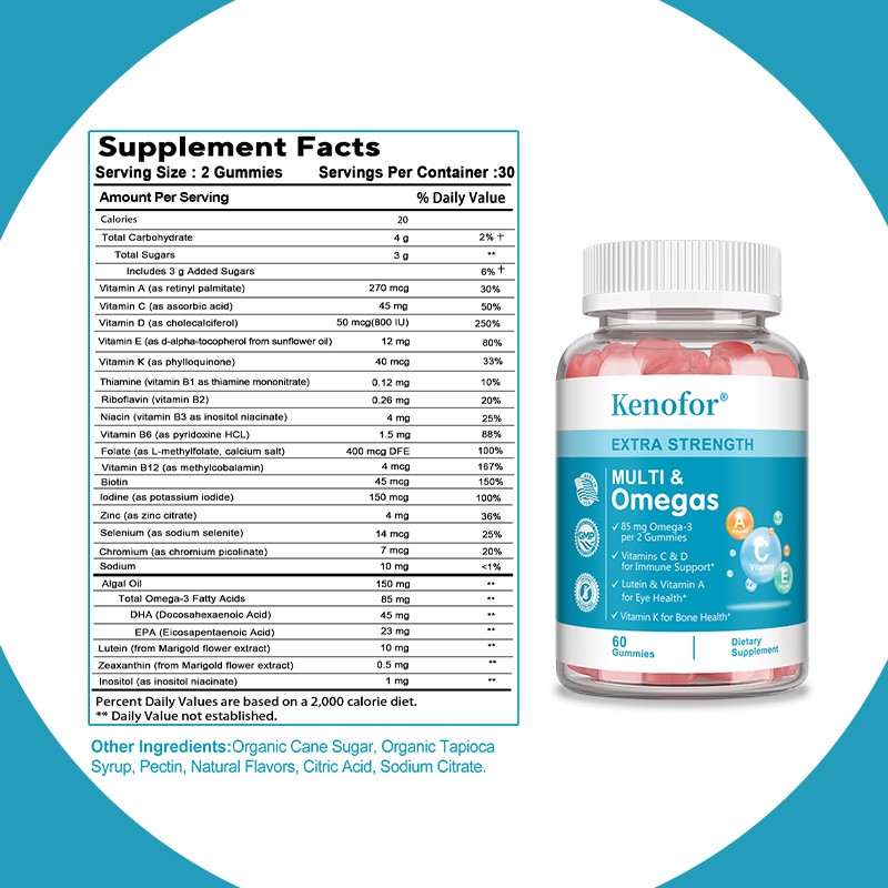 Multivitamin Gummie with Omega-3-All in One Daily Nutrition,Whole Body Support