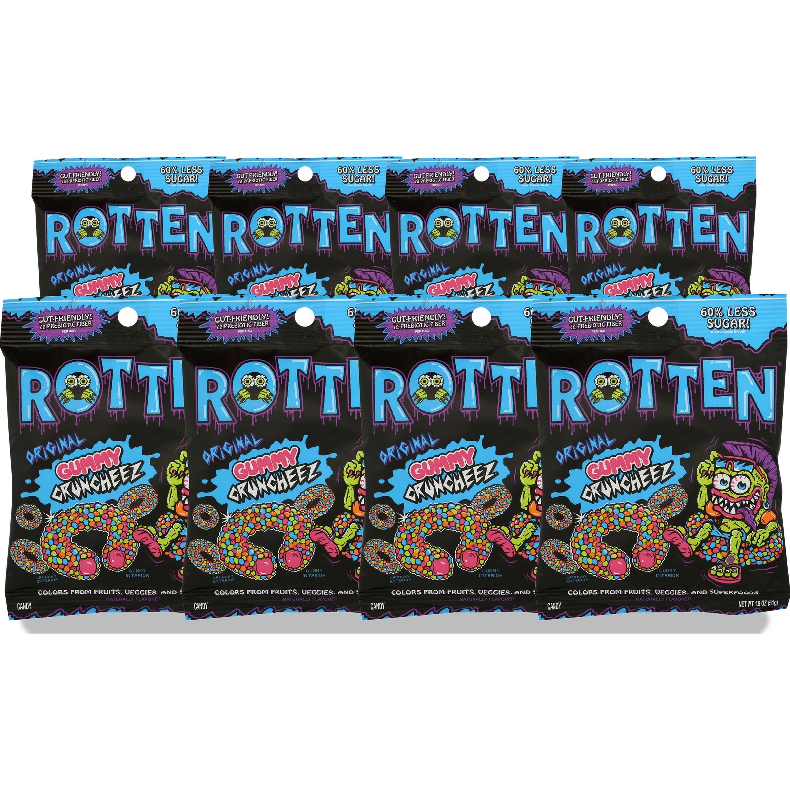 Original Rotten Gummy Cruncheez Candy Treat Chewy Gummies 40G 8 Pack