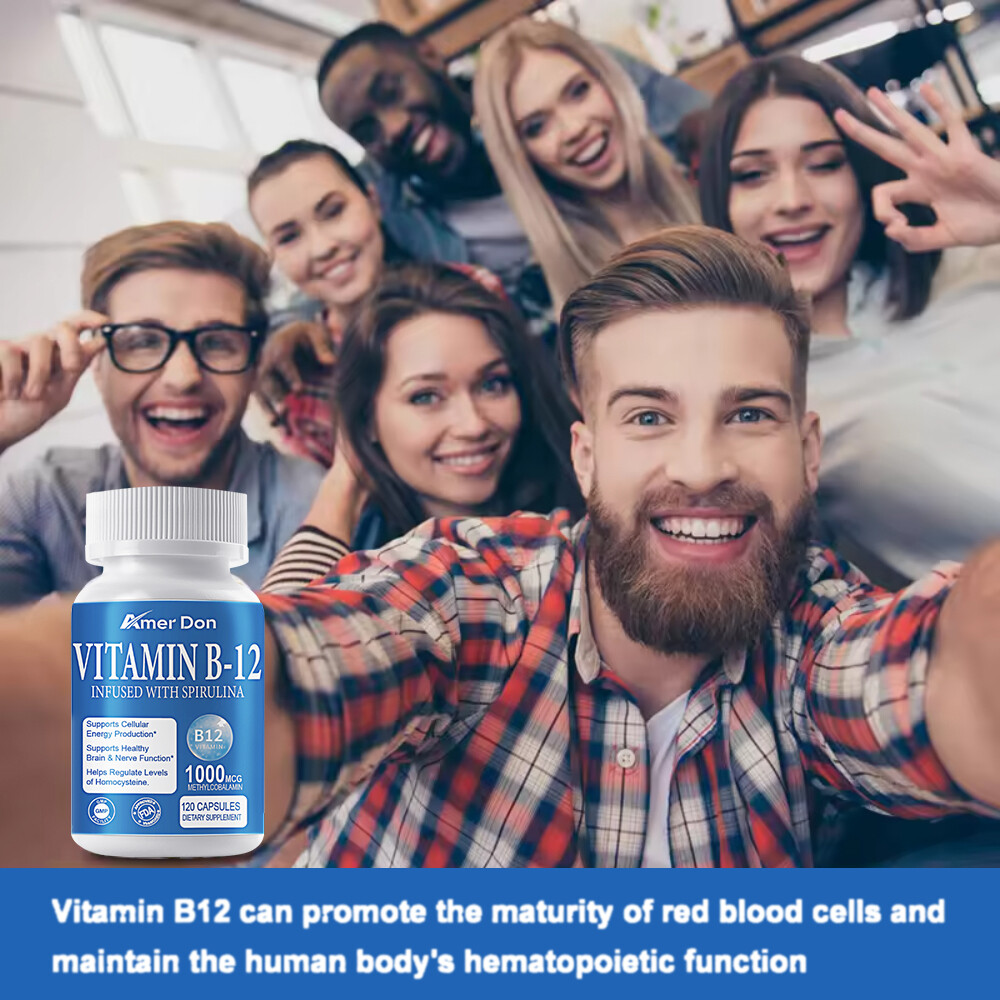 Vitamin B-12 B1,B2,B3,B5,B6,B7,B9-Triple Action 1,000Mcg 120 Capsules Support