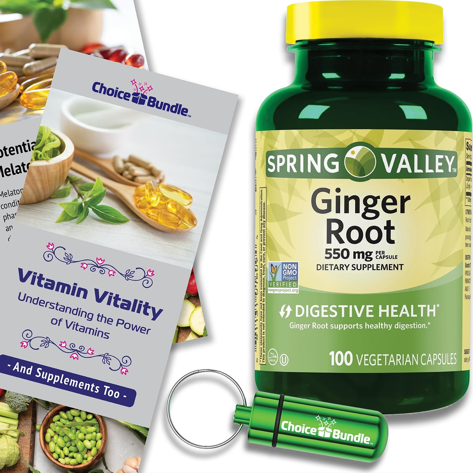Spring Valley Ginger Root 550mg 100 Count Capsules Digestive Health Supplement