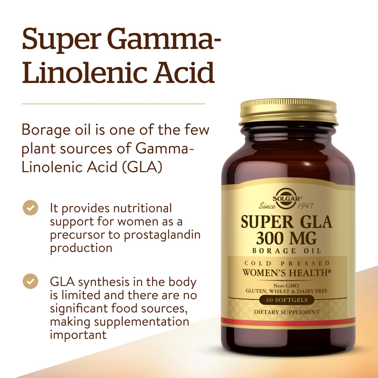 Solgar Super GLA 300 mg 60 Softgels, Women’s Health
