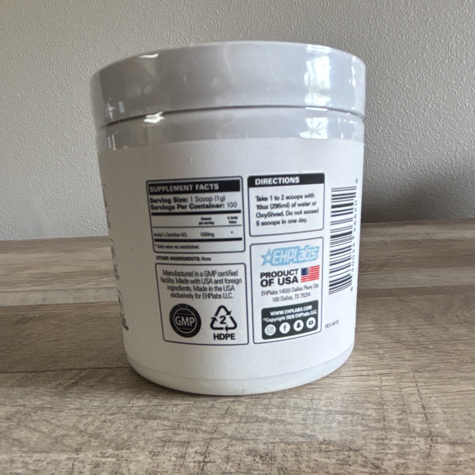 EHPlabs Acetyl L-Carnitine HCl Powder 1000mg Unflavored Lab Tested 3.5oz