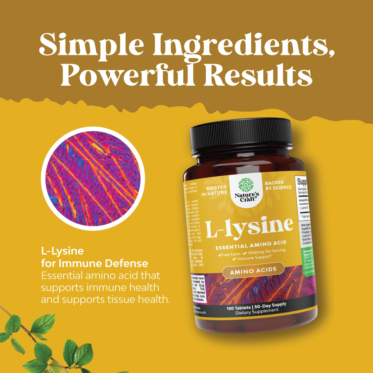 L Lysine 1000mg per serving Nutritional Supplements – Amino Acids for Eye Health