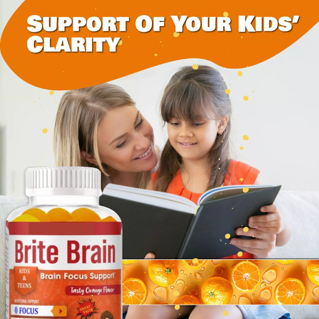 Kids Brain Booster Focus Booster, Omega+DHA Gummies, Memory & Mental Clarity
