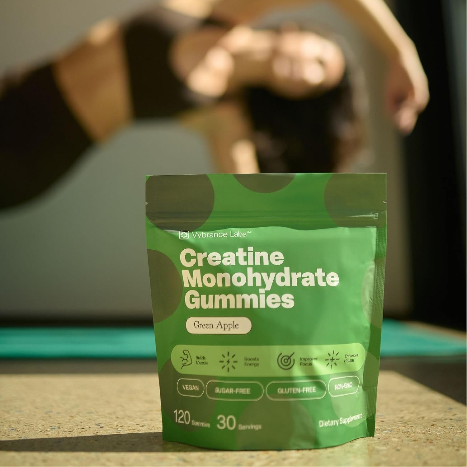 VYBRANCE LABS Creatine Monohydrate Gummies 5g Vegan Sugar-Free Green Apple