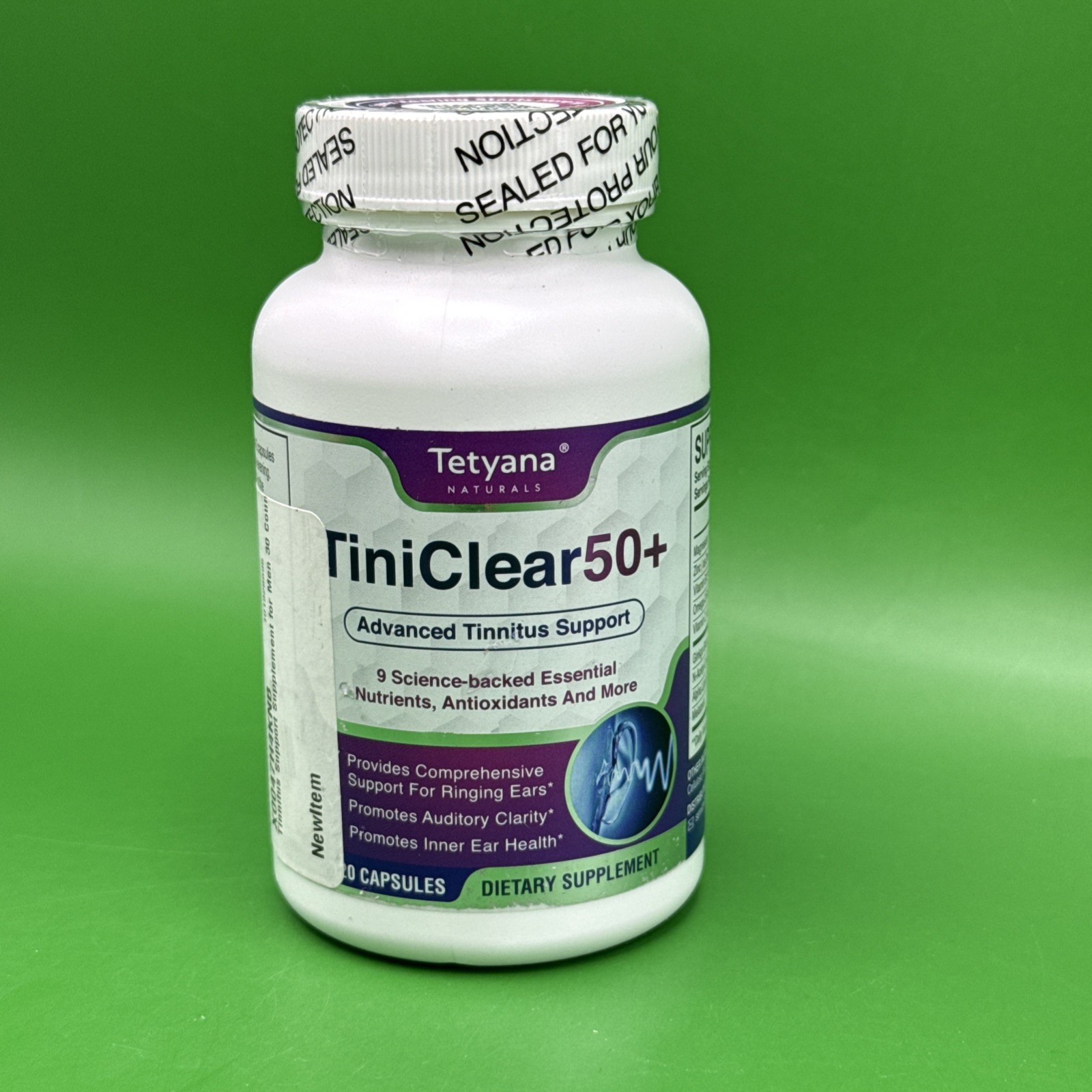 Tetyana Naturals TiniClear 50+ – Advanced Tinnitus Support – 120 caps -Exp 04/27
