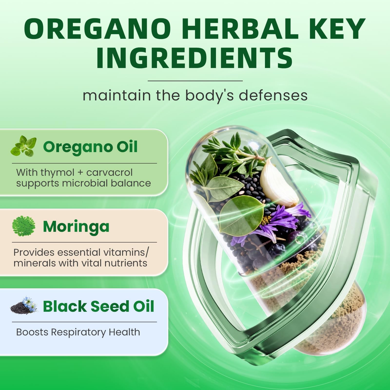 2PCS Oil of Oregano with Black Seed Oil – Oregano Oil Capsules Organic | Moringa