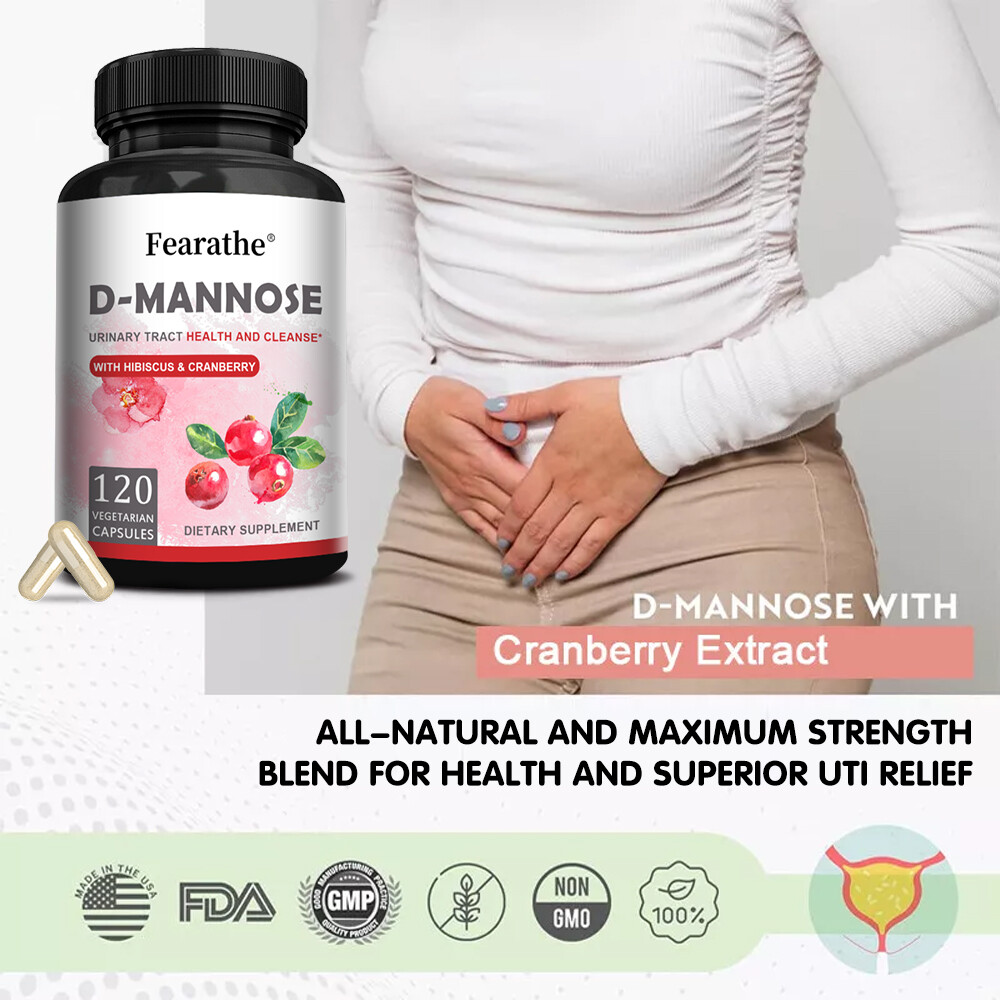 D-Mannose Capsules Veggie Caps 1000mg 100% Pure UTI Relief Urinary Tract