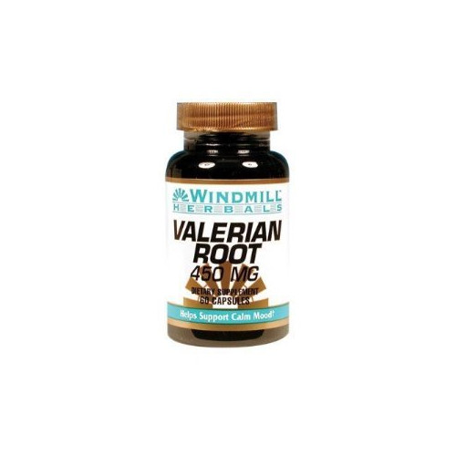 Windmill Herbals Valerian Root Capsules Calm Mood Dietary Supplement 450mg 60 ct