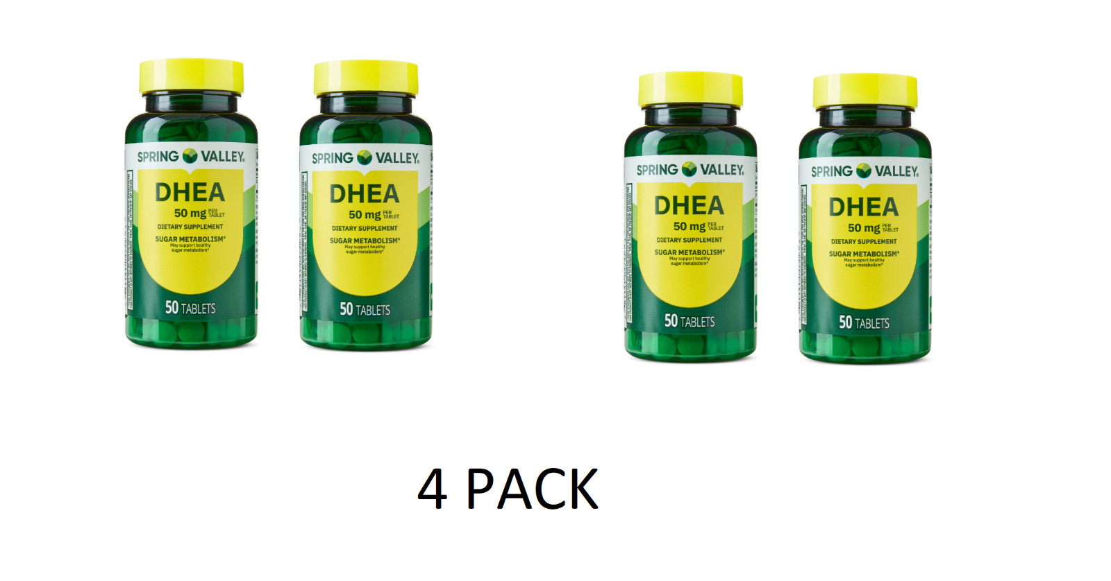 2 PACK Spring Valley DHEA 50mg Tablets, Dietary Supplement, 50 Count, PACK OF 2