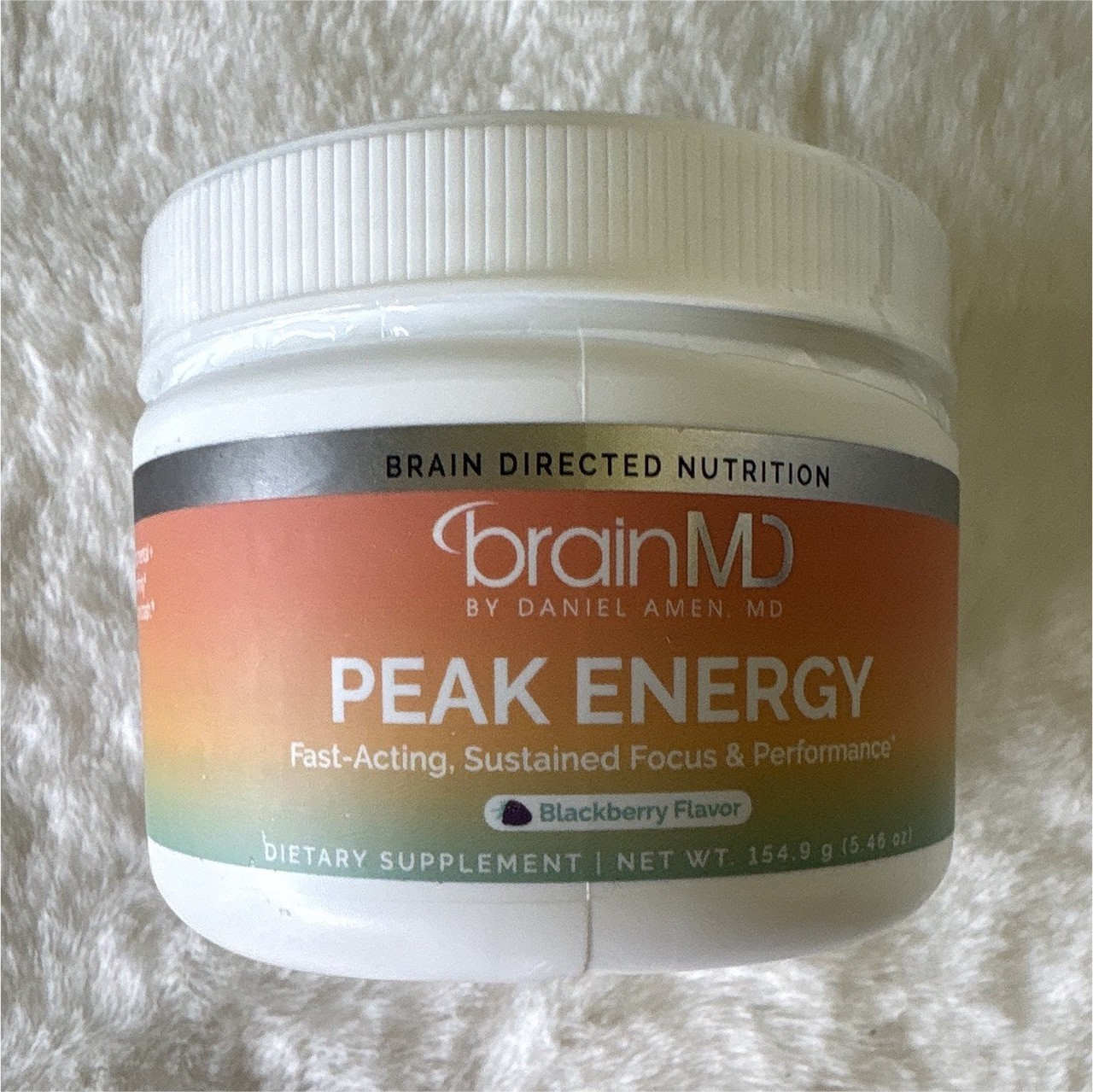 BrainMD Peak Energy Powder Dietary Supplement Energy Support Blackberry 154.9g