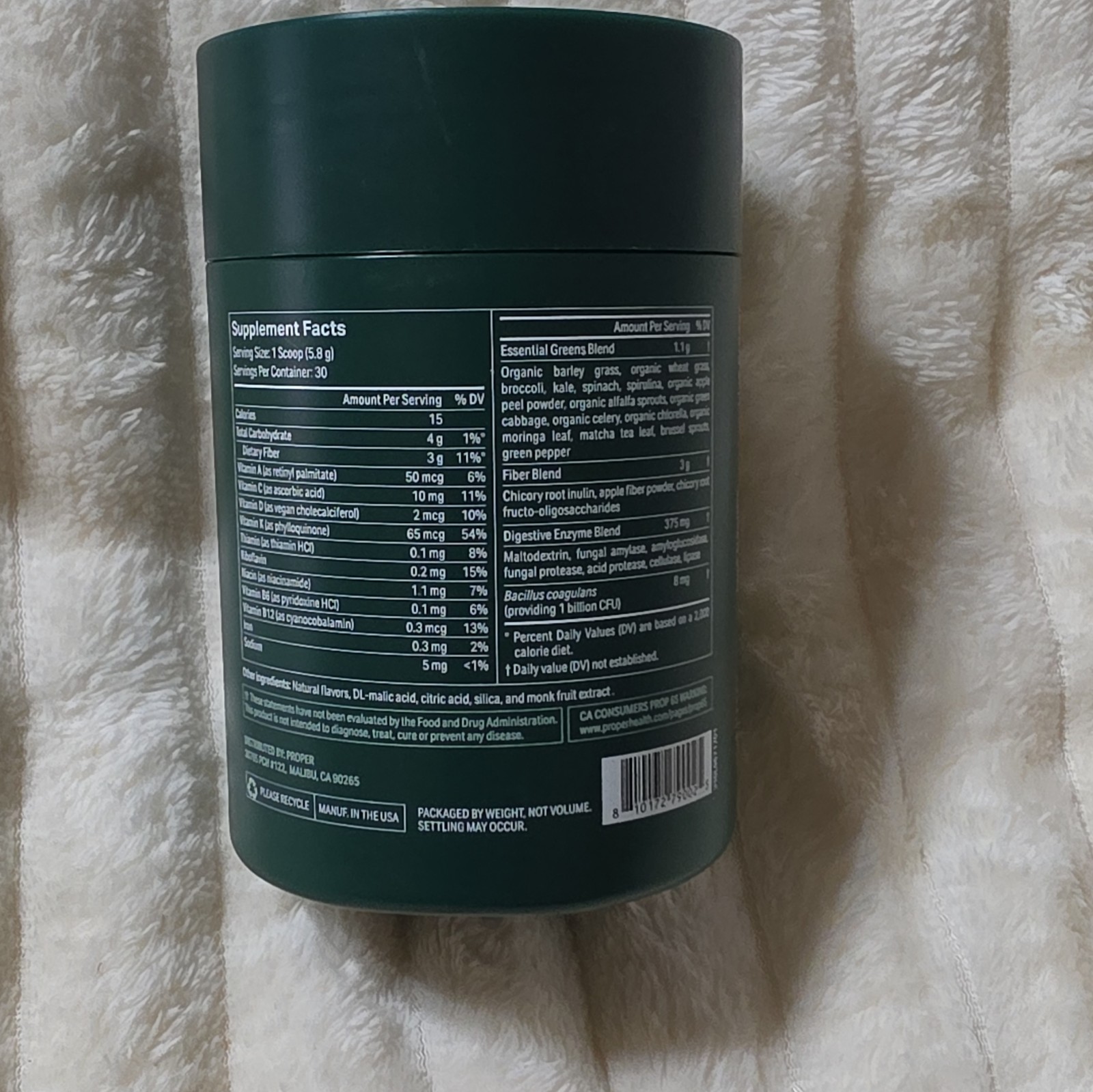 Proper Daily Boost The Greens Superfood Powder Green Apple 6.13 oz Non-GMO