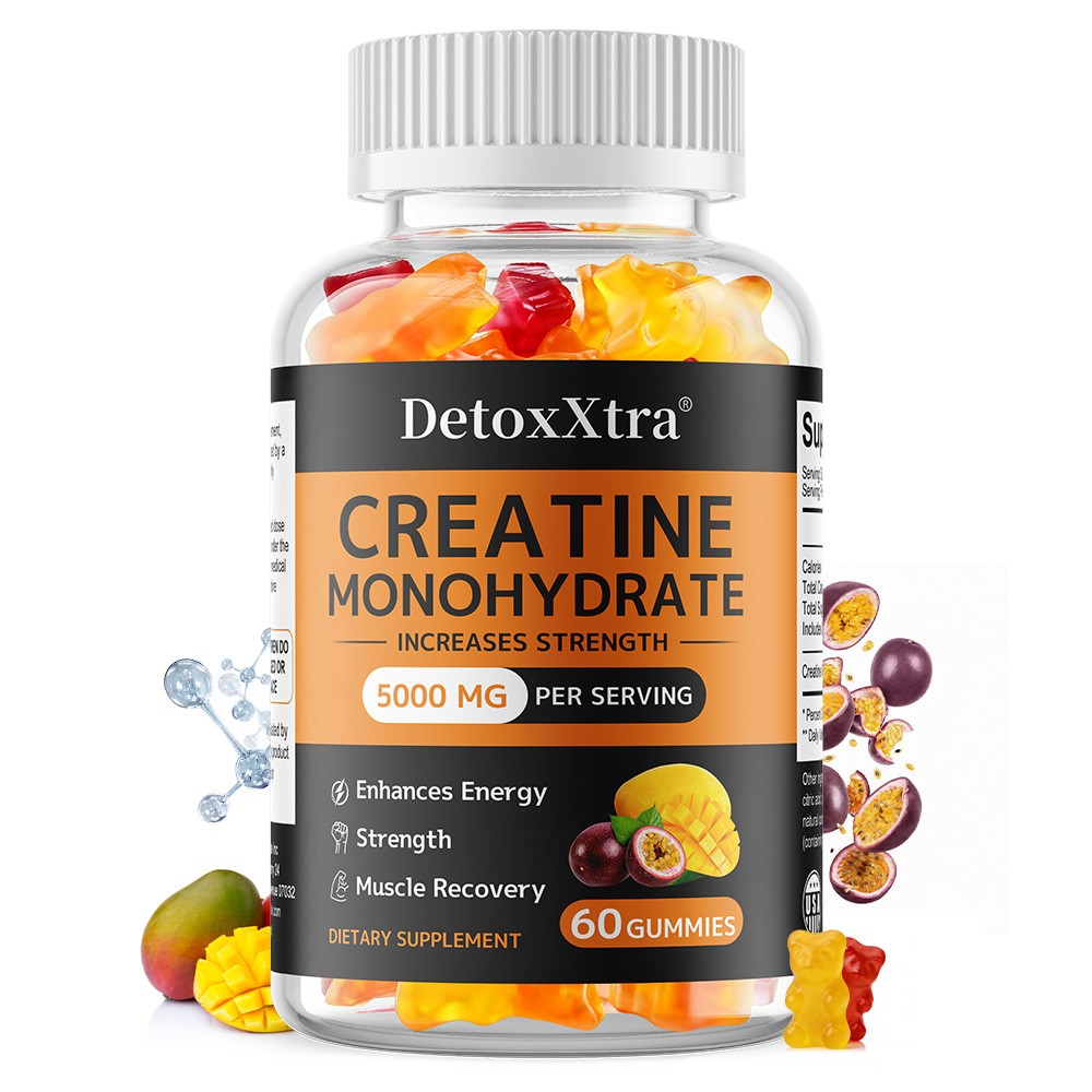 DetoxXtra Creatine Monohydrate 5000 mg Strength & Performance 60 Gummies
