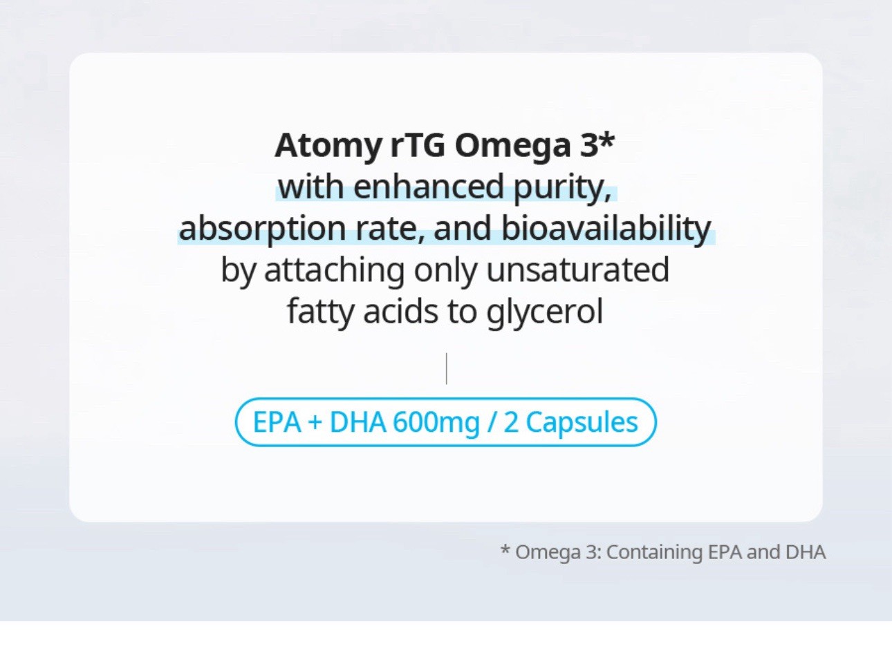 Atomy rTG Omega-3 EPA DHA 180 Softgels Vitamin E High Bioavailability Patented