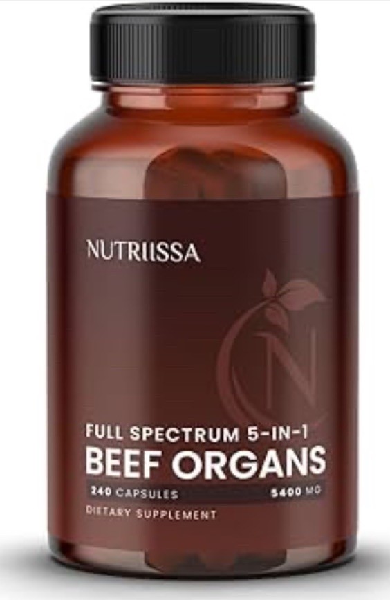 Nutriissa Beef Organs Grass Fed Liver Healthy Heart Kidney Spleen, 240 Capsules