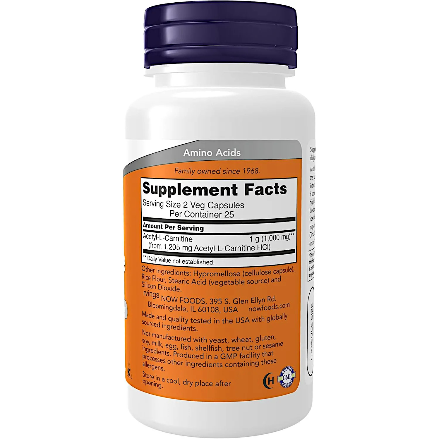 NOW Foods Acetyl L-Carnitine 500 mg., 50 Vegetarian Capsules