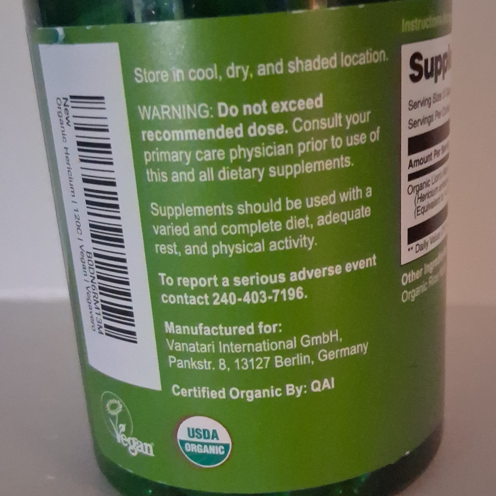Vegavero Organic Vegan Lion’s Mane Mushroom Extract 1400mg 120 Capsules