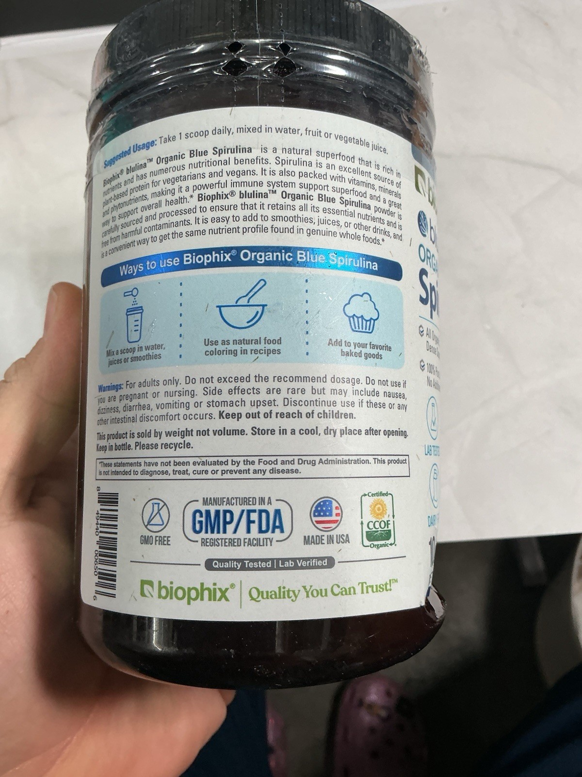 biophix Blulina Organic Blue Spirulina Powder 10 oz 283.5 g