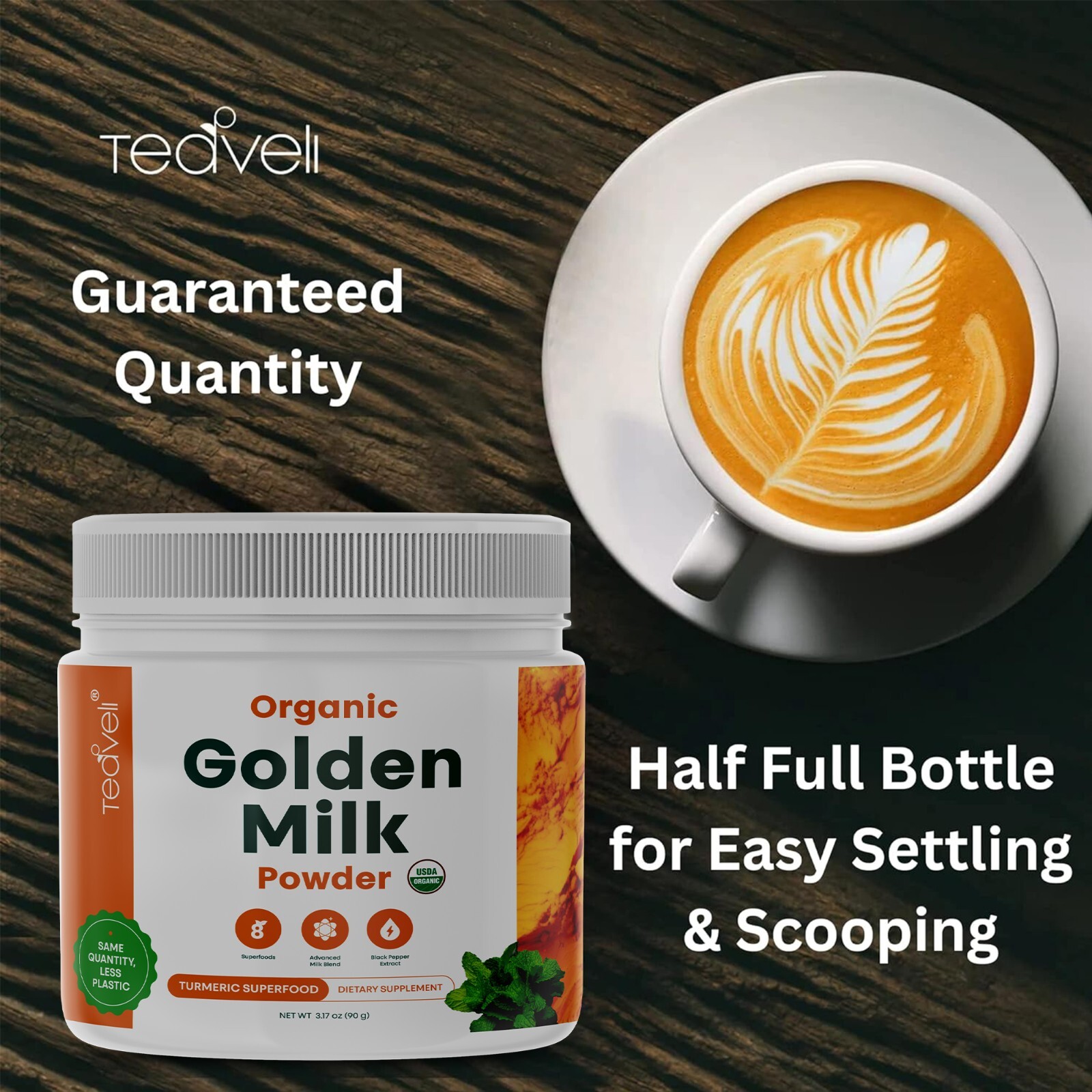 Organic Golden Milk Powder with Turmeric and Ginger – with 9 Superfoods