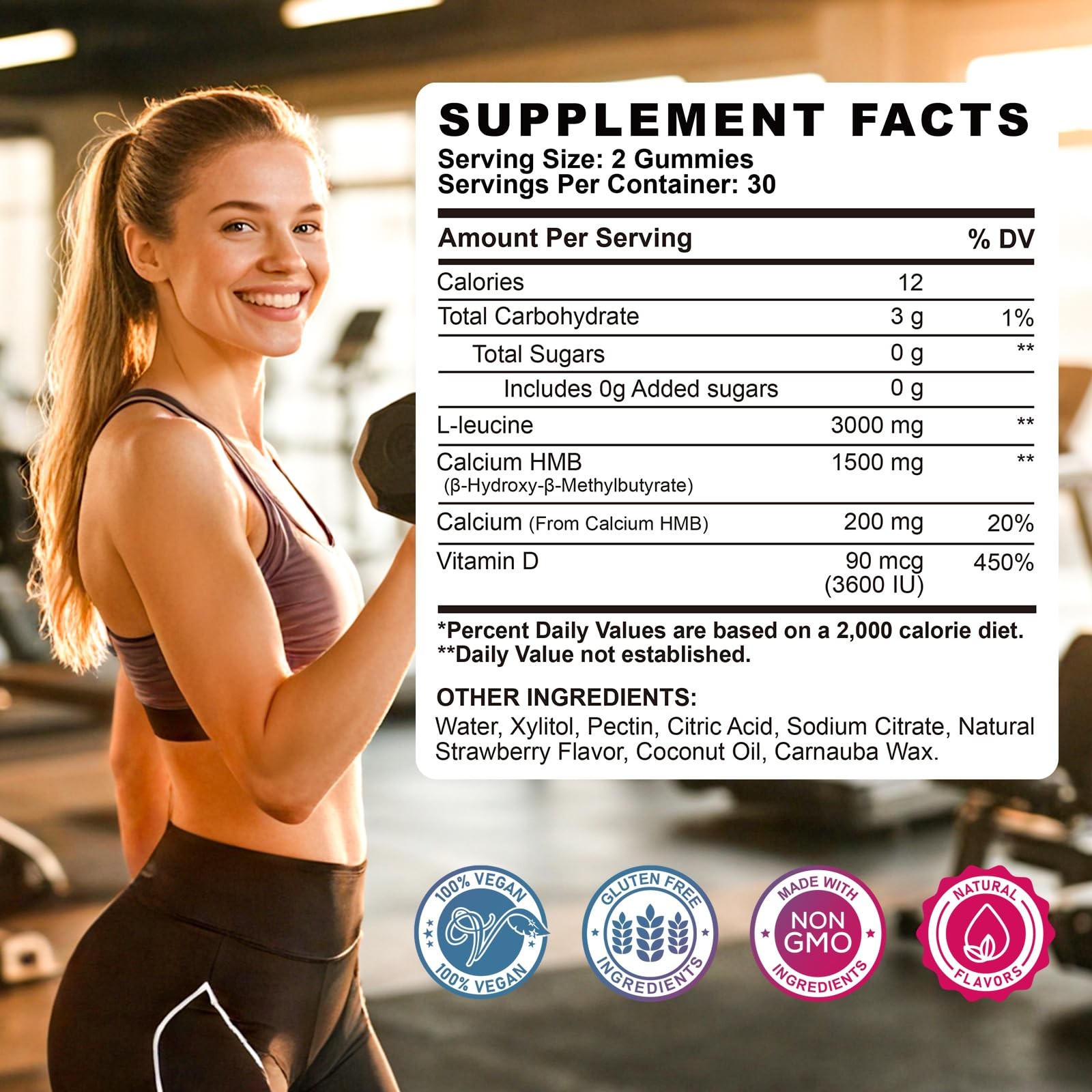GZ HAOYUAN HMB and L-Leucine Gummies, 4500mg 60 Count (Pack of 2)