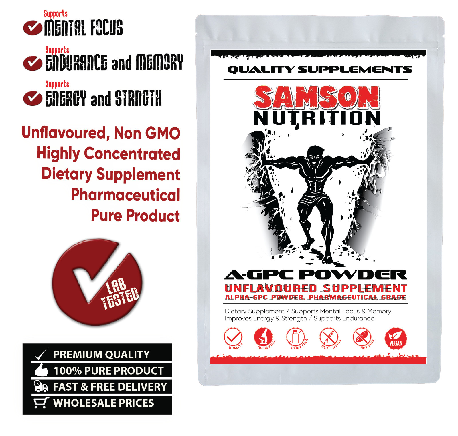 A-GPC 300g Powder, 50% Alpha-Glyceryl Phosphoryl Choline, Memory Support