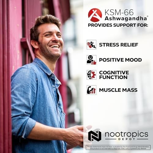 KSM-66 Ashwagandha 300mg Capsules 90 Count Adaptogen Supplement