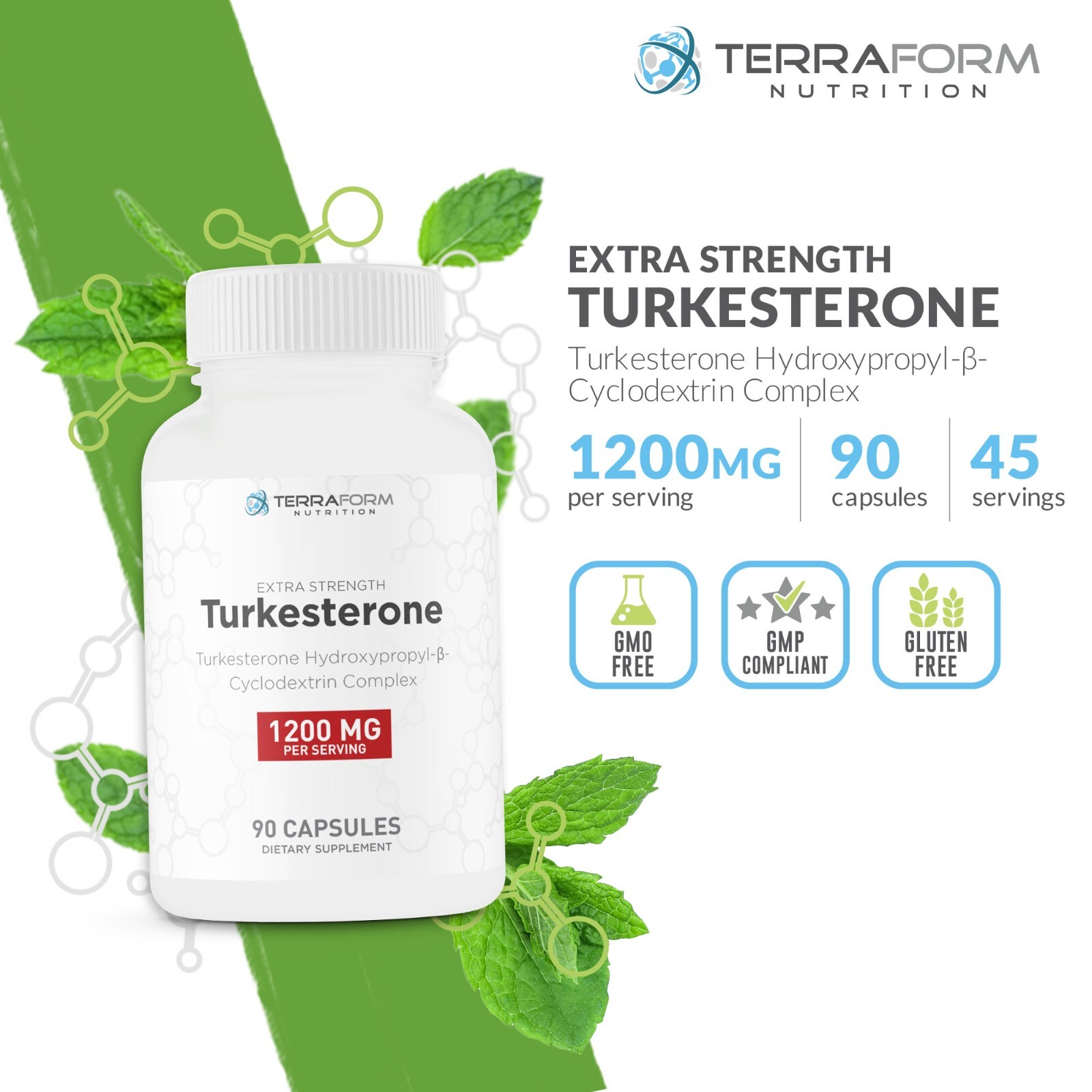 Max Turkesterone 1200mg, Enhanced with Hydroxypropyl-Beta-Cyclodextrin – 90 Caps