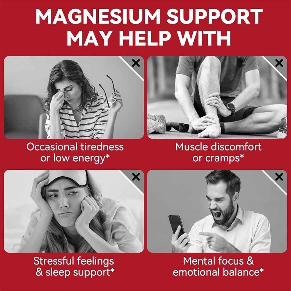 Magnesium glycine: Strengthens bones, relieves stress, and improves sleep.
