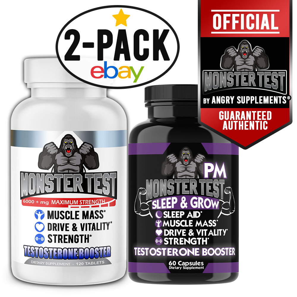 Angry Supplements Monster Test Testosteron Booster Tribulus for Men + PM 2-PK
