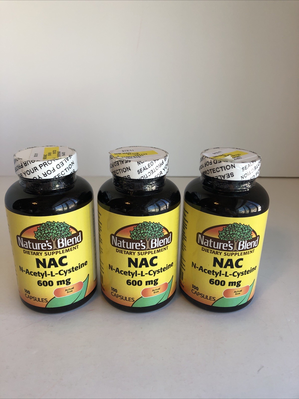 3 Bottles Nature’s Blend NAC N-Acetyl-L-Cysteine 600mg 100ct Capsules Each