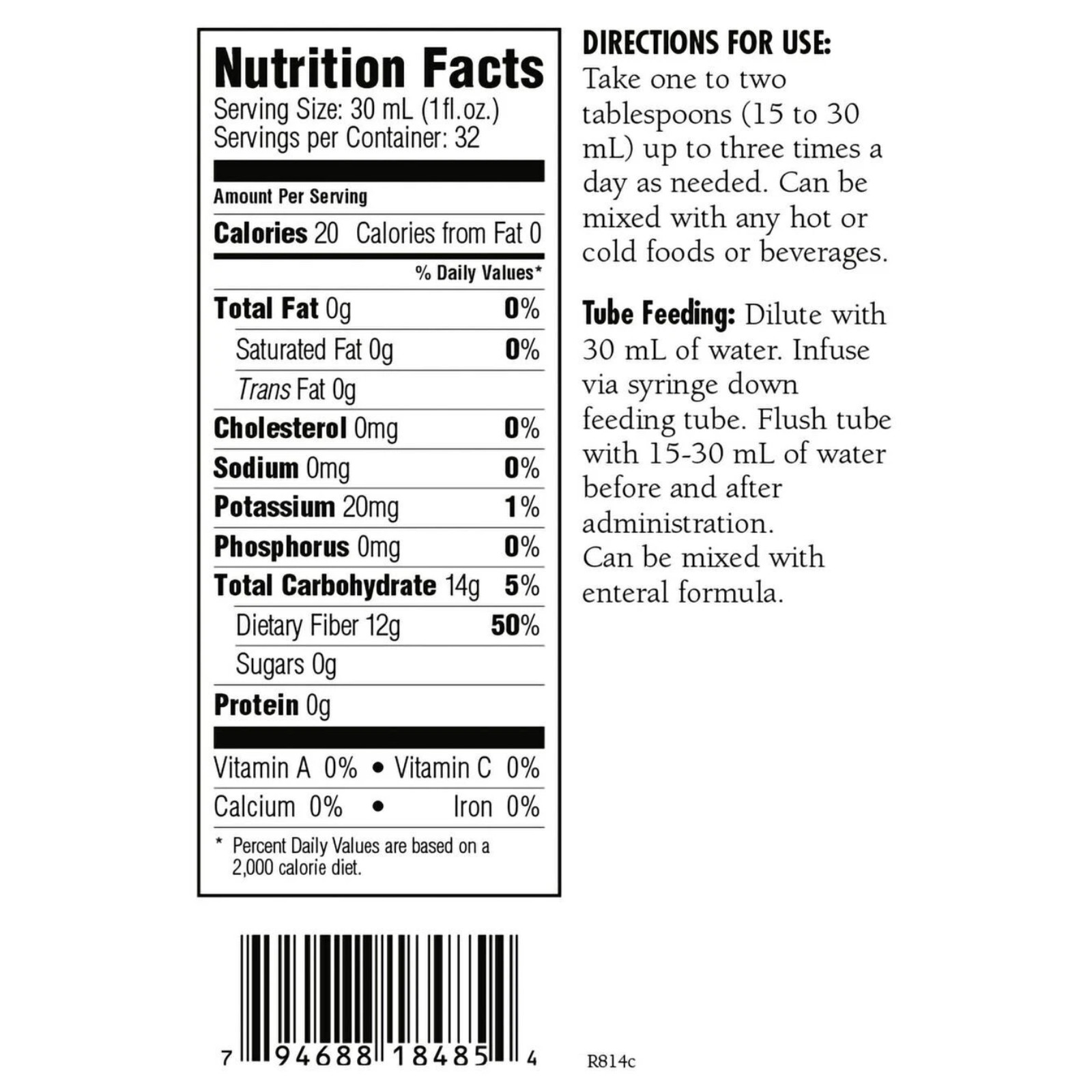 2Ct HyFiber Tube Feeding Formula with FOS Citrus 32 oz Bottle Ready to Use 18485