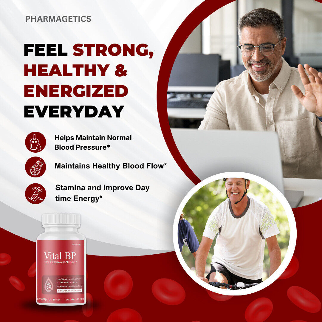 Vital BP Blood Flow Support Dietary Supplement 2 Bottles Expires February 2027