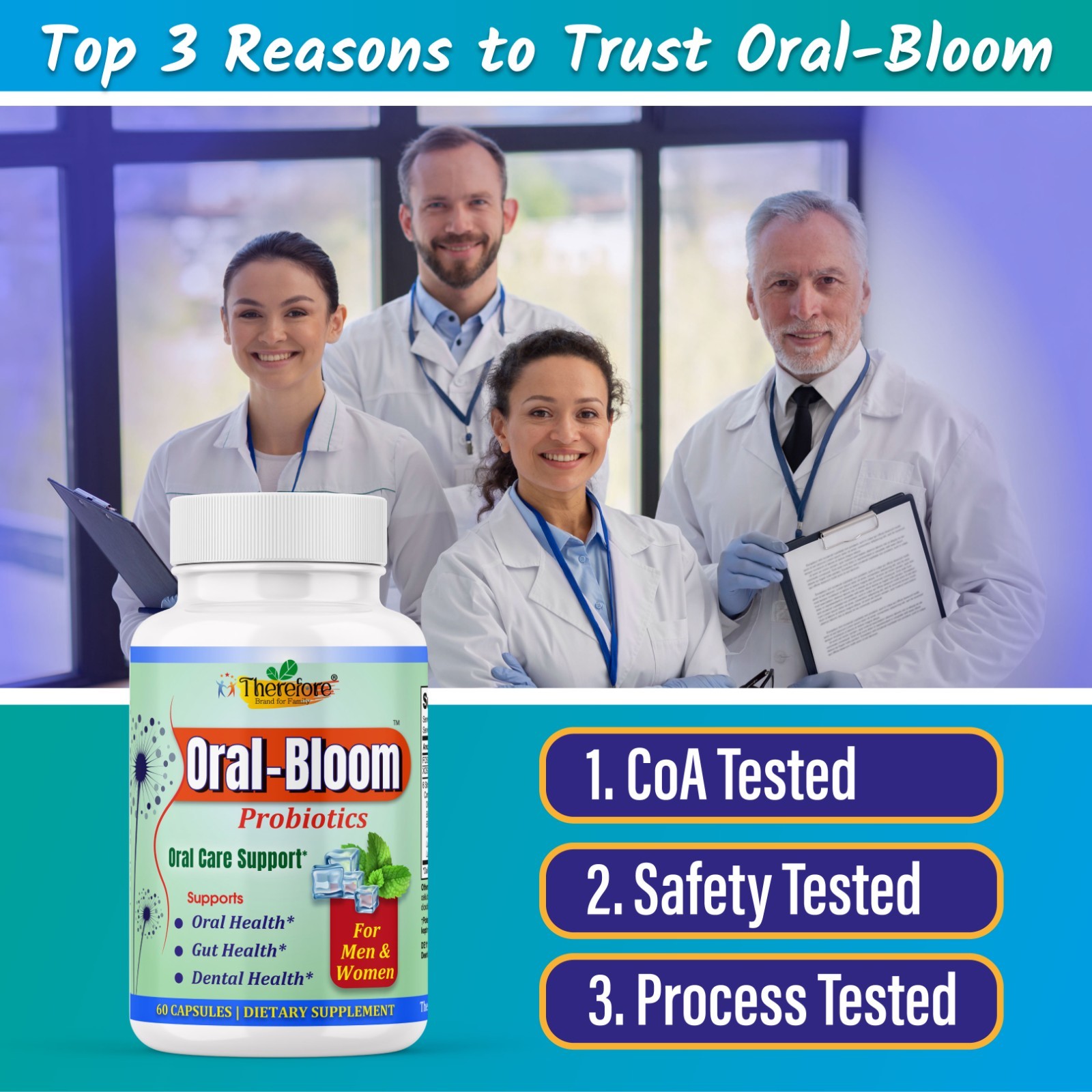 Oral-Bloom Probiotic Capsules for Oral Health, Gut Support & Fresh Breath-60ct