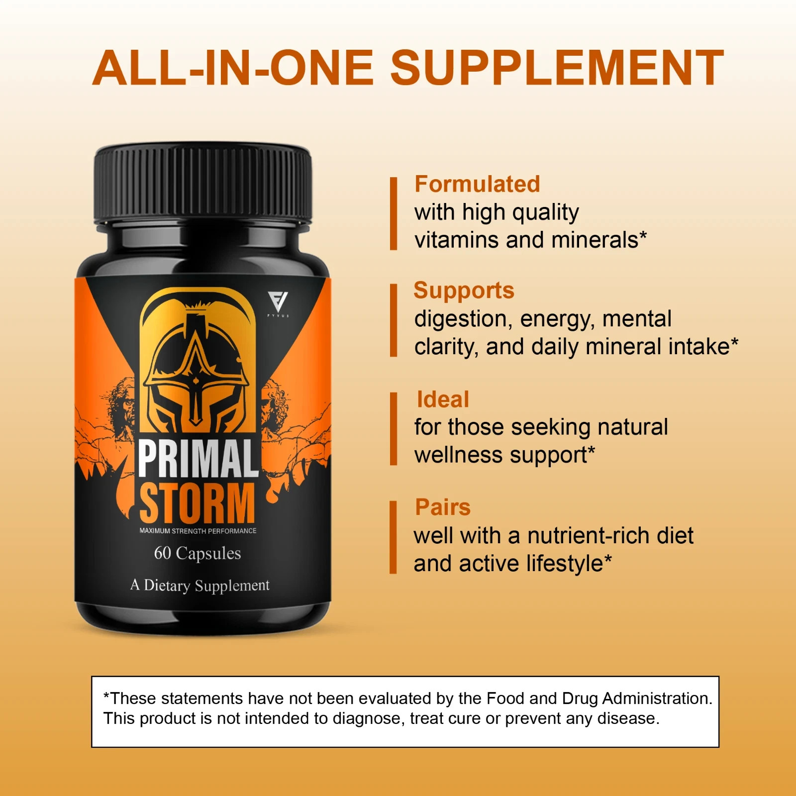 (5 Pack) Primal Storm Performance Support, PrimalStorm Capsules (300 Capsules)
