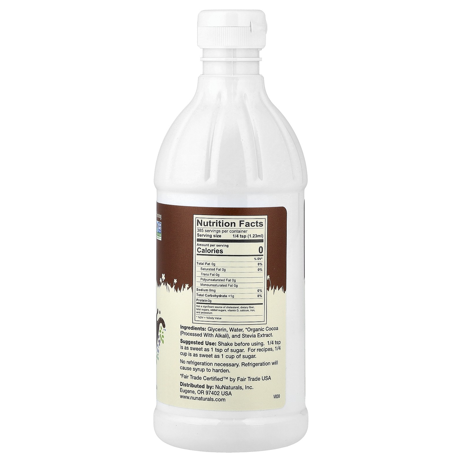 NuNaturals NuStevia Cocoa Syrup 16 fl oz 47 l Fair Trade, Non-GMO, Sugar-Free