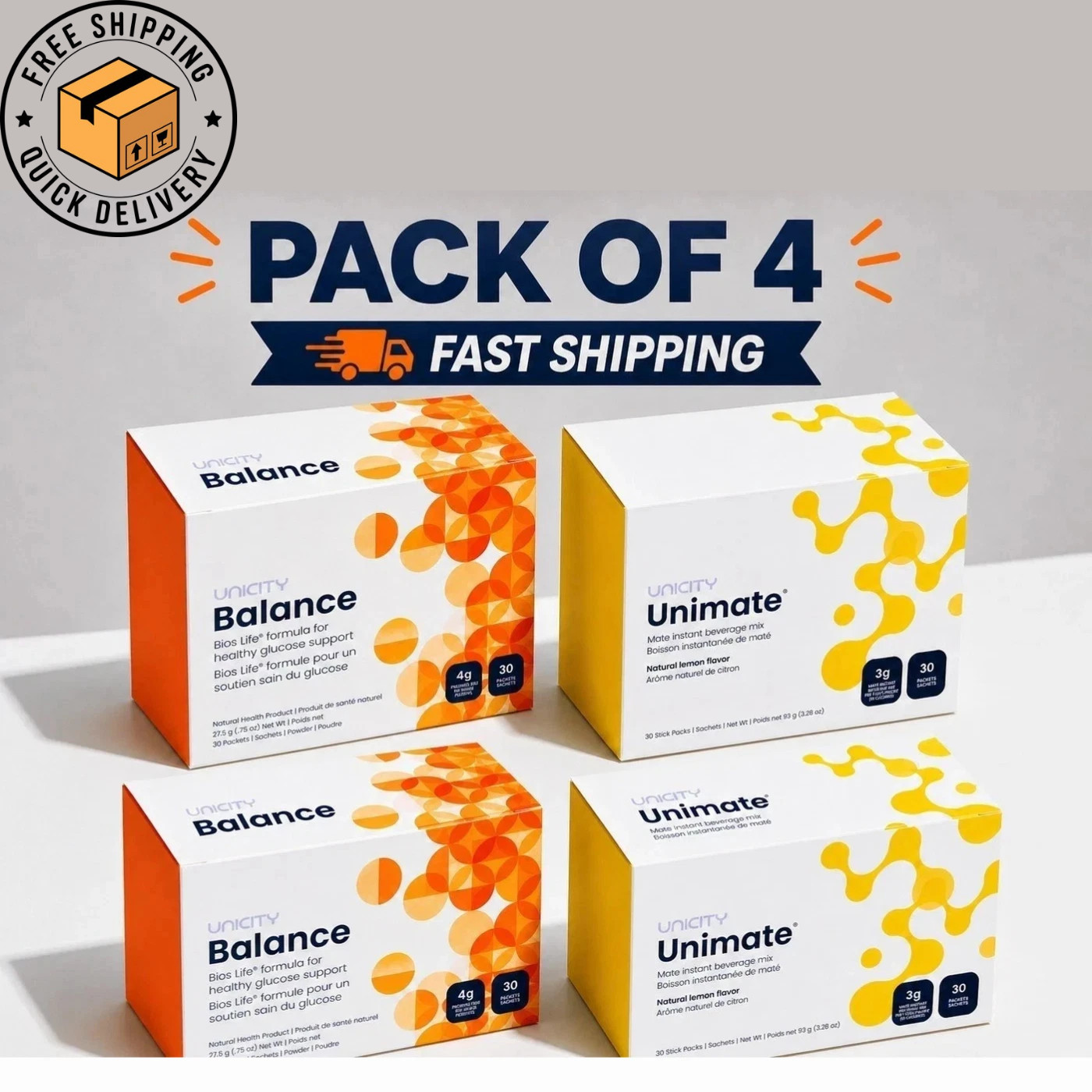 UNICITY FEEL GREAT PACK -UNICITY BALANCE 60 COUNT AND UNICITY LEMON 60 COUNT