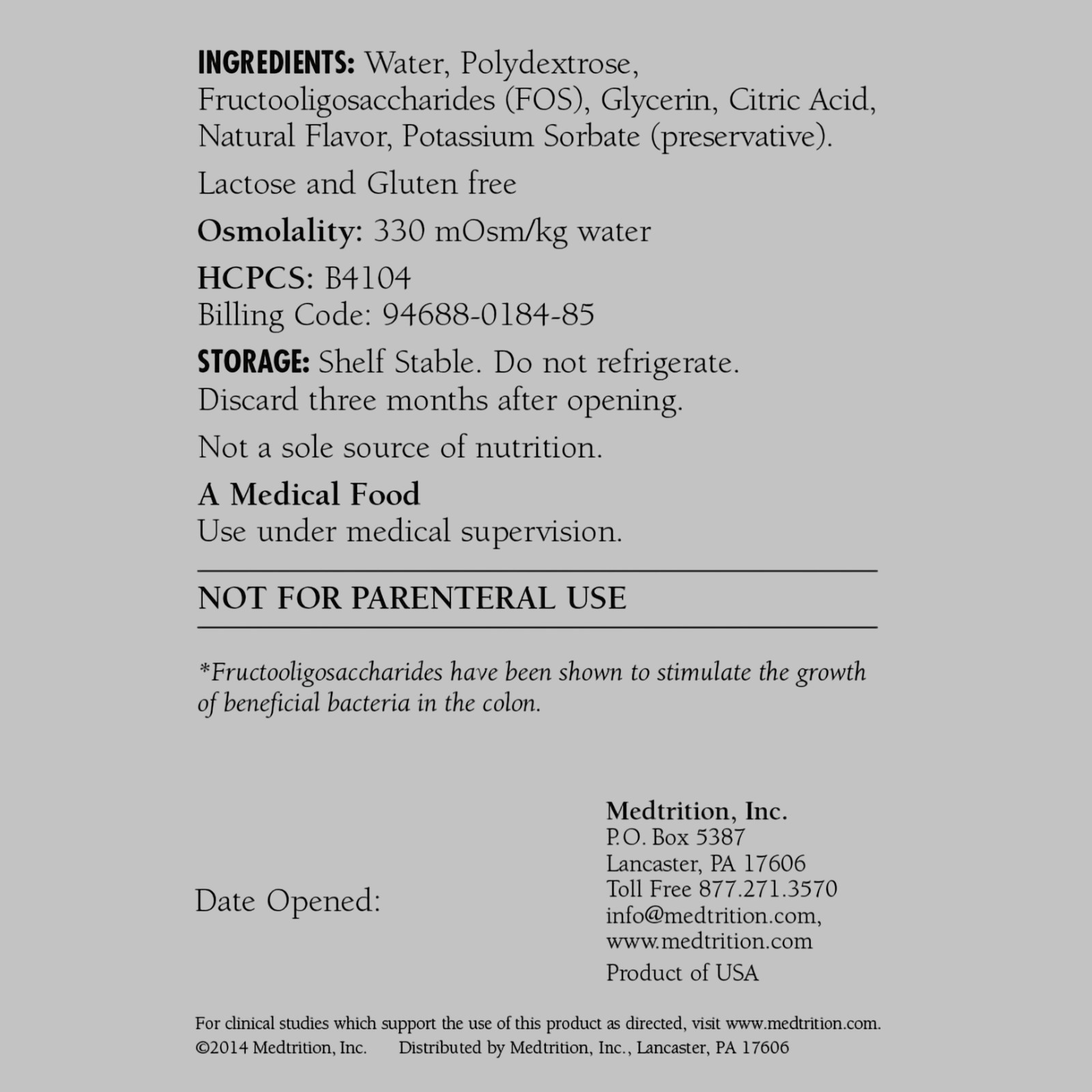 2Ct HyFiber Tube Feeding Formula with FOS Citrus 32 oz Bottle Ready to Use 18485