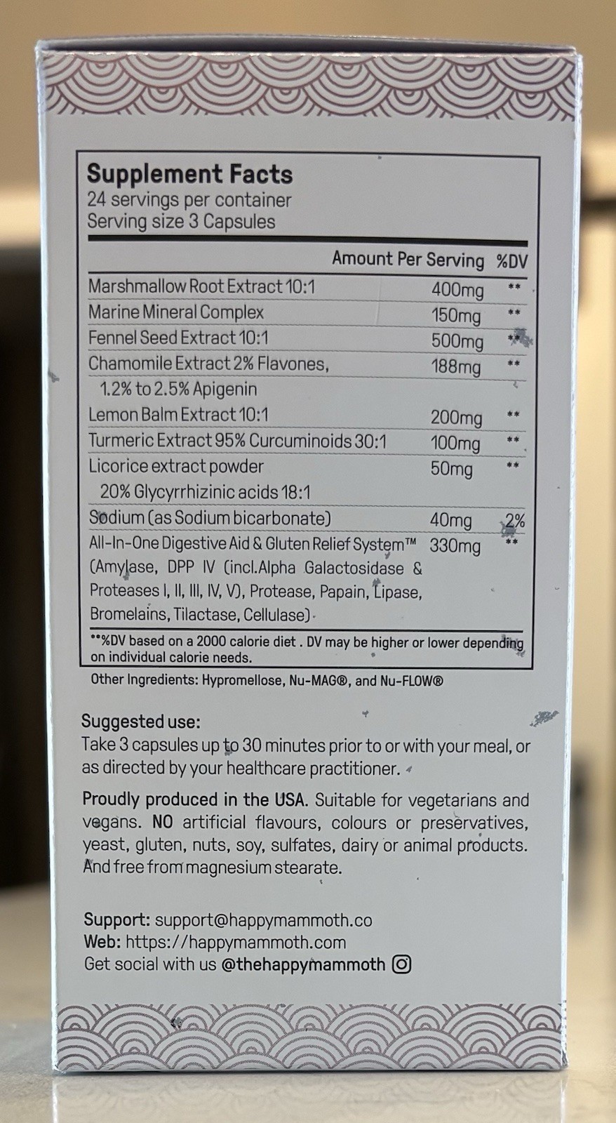 Happy Mammoth Bloat Banisher Healthy Digestion 72 Capsules Sealed Exp. 7/26