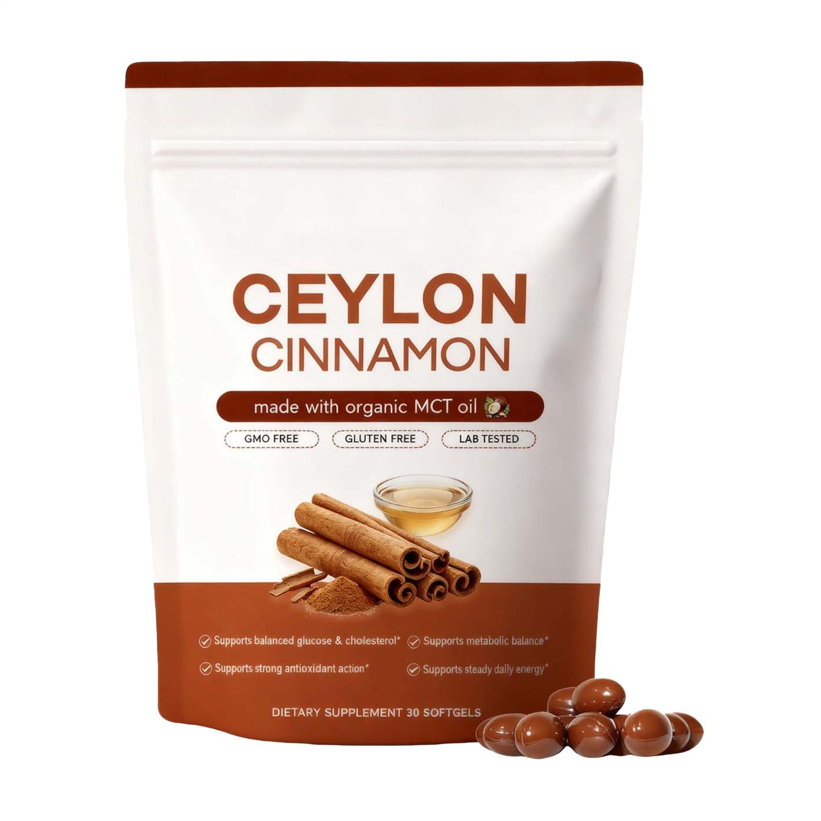Ceylon Cinnamon Softgels, Ceylon Cinnamon Soft Gels 7200Mg Equivalent With Mct O