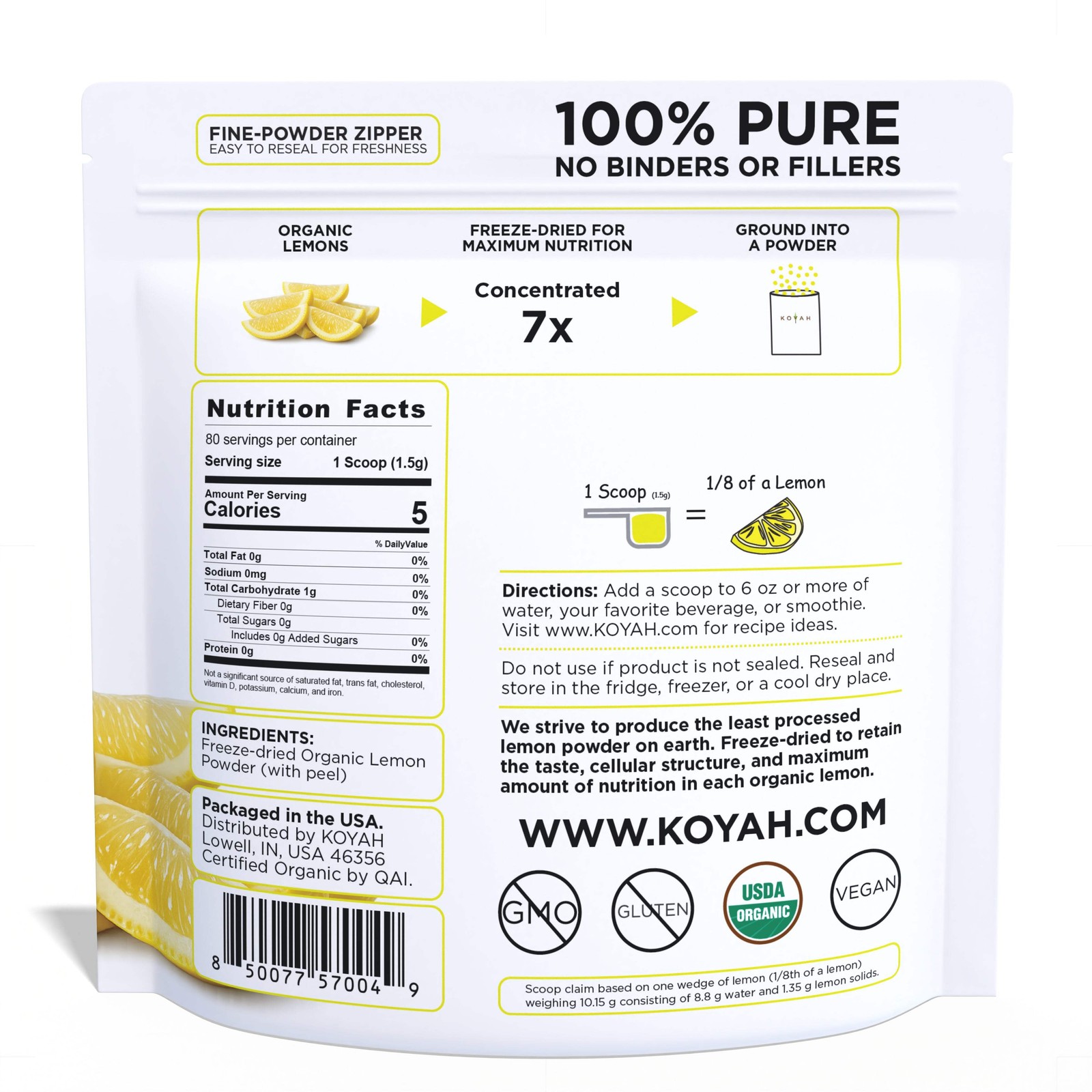 Organic Lemon Powder – USA or Mexico Grown & Freeze-dried
