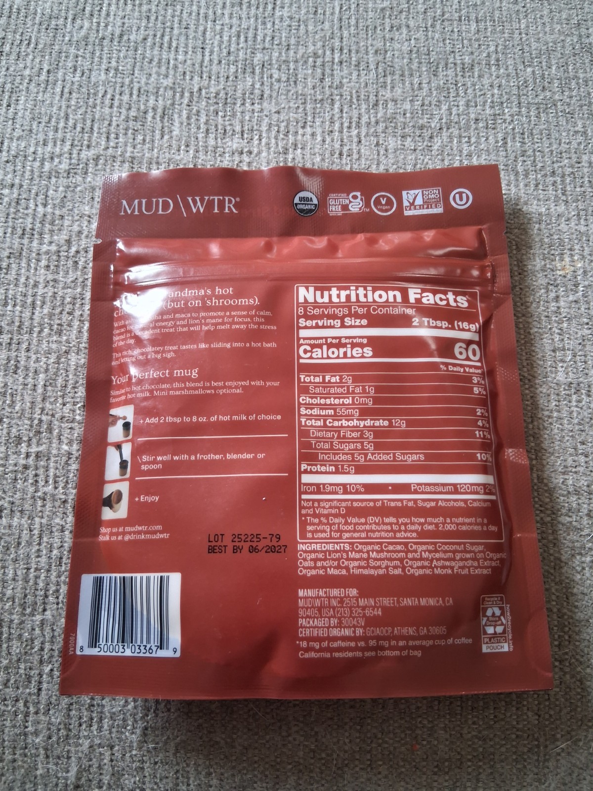 MUDWTR – Hot Chocolate – Coffee Alternative – 4.5 oz – SEALED – FRESH