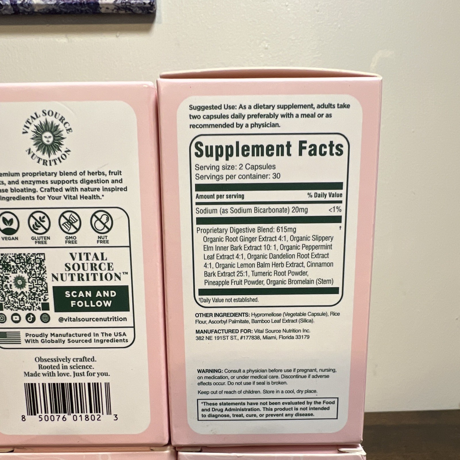 Vital Source Nutrition AiRi Debloat Digestive Support Capsules 60ct Vegan